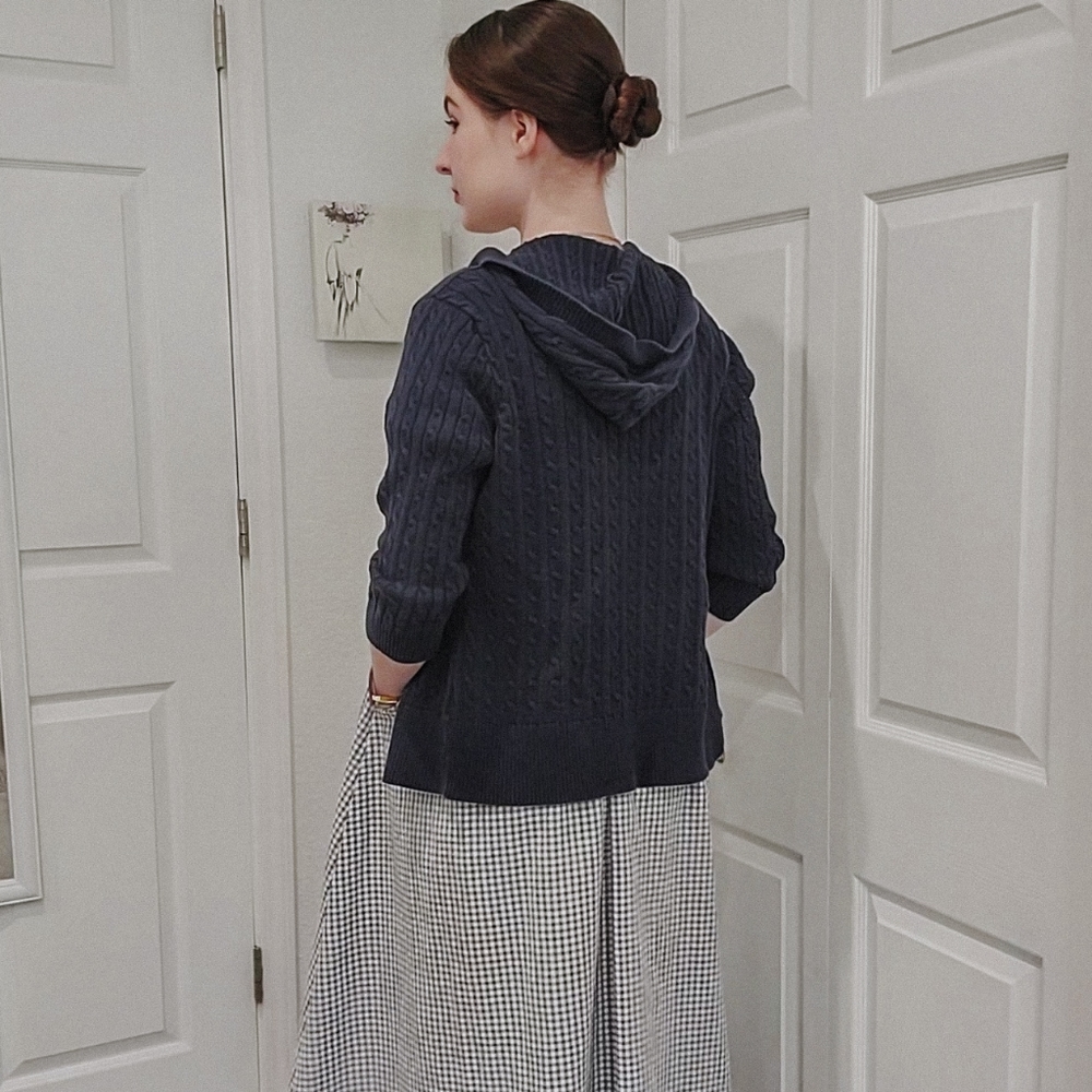 Women's Blue Cable Knit Cardigan - Picture 4 of 8